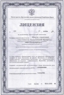 Лицензия Министерства Образования - 1